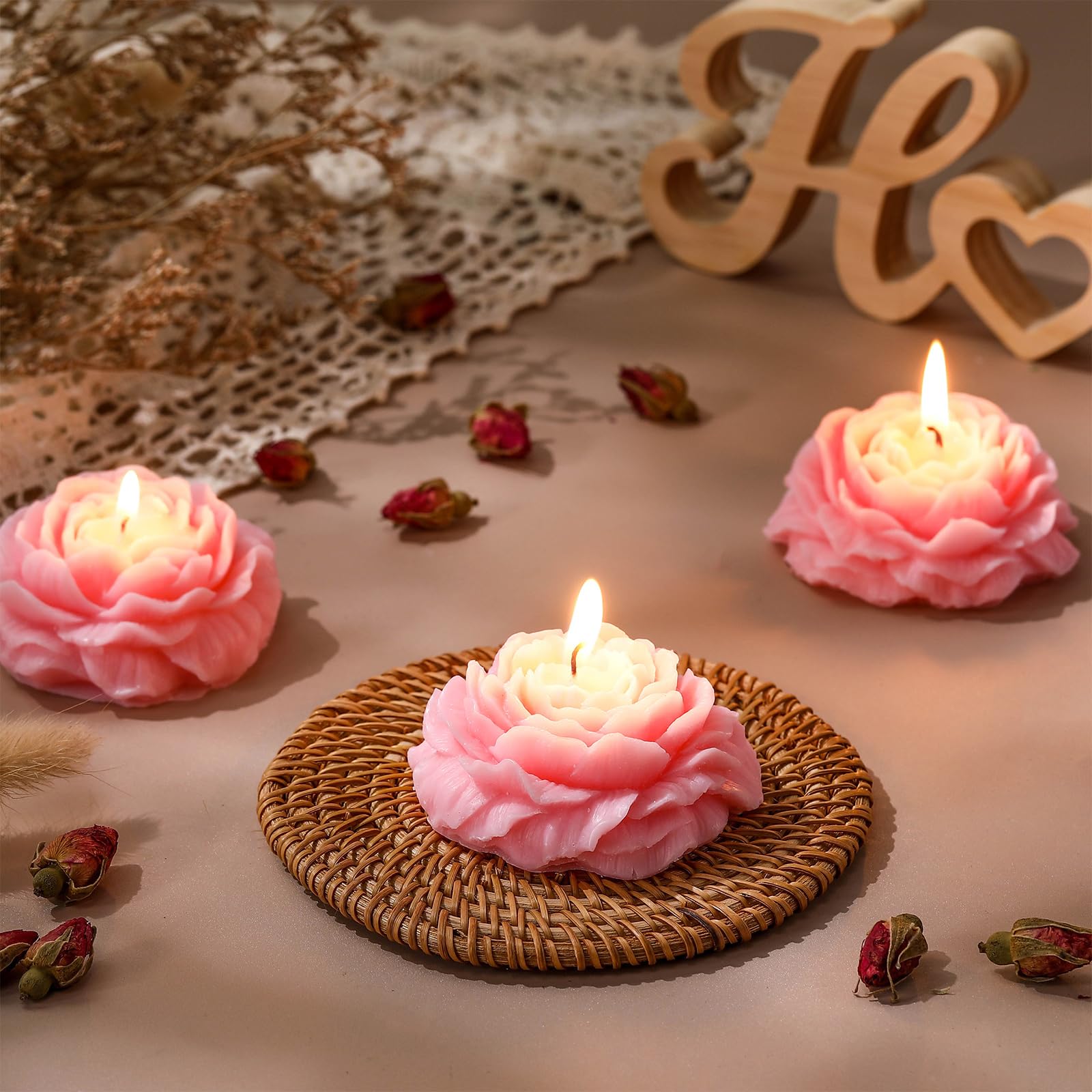 Peony Rose Candles 1 Piece