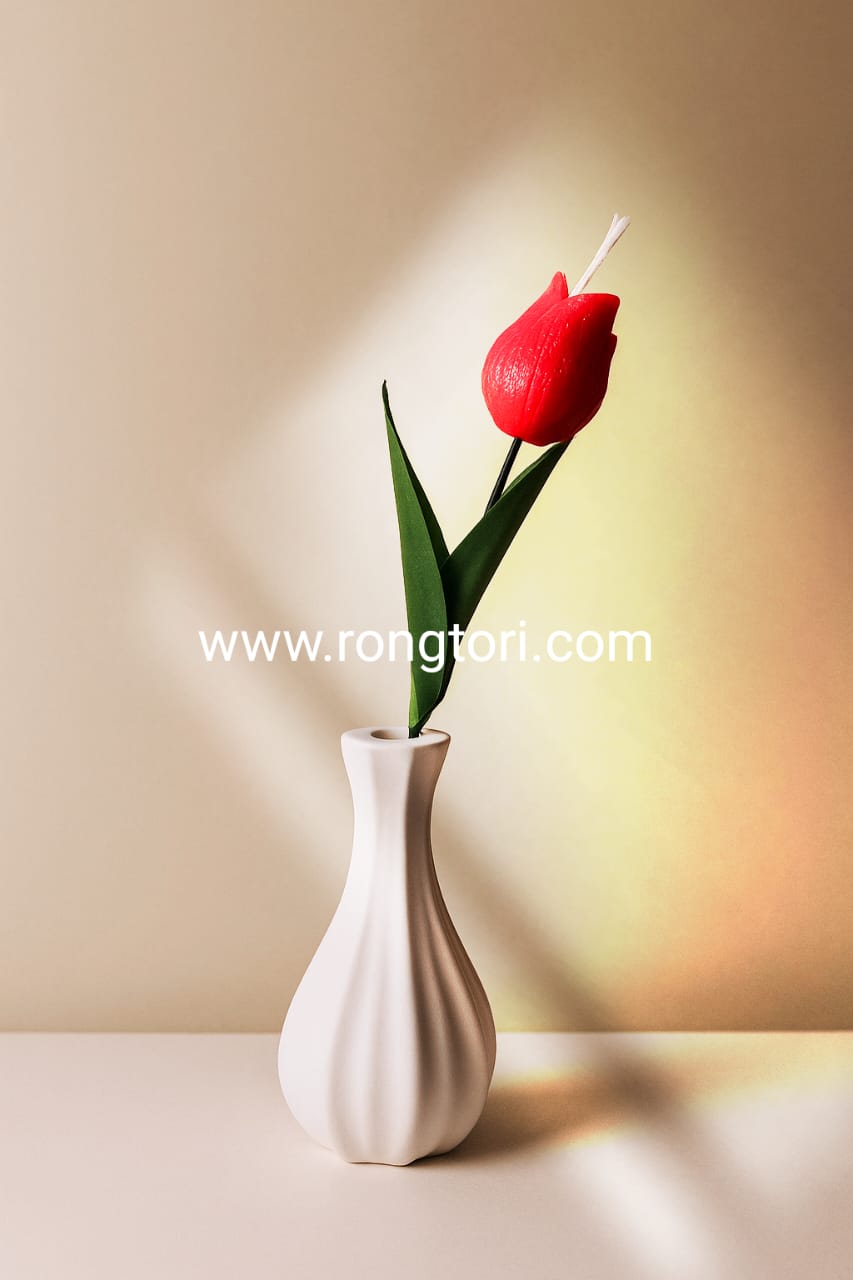Rose Candle with Gypsum Flower Top